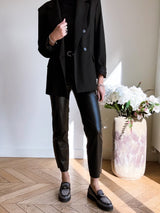 Jeans Mum Emily Simili Cuir Noir (pré_commande 7 jours)