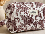 Pochette de toilette Matelassé Bordeaux ou Beige (C)