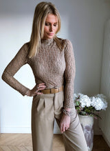 Top Dentelle Taupe