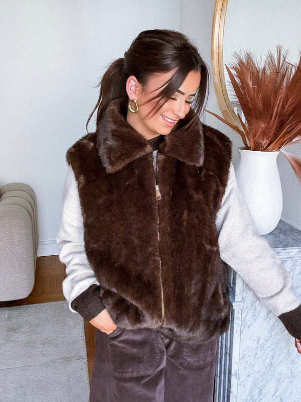 Veste Fourrure Fidji Marron