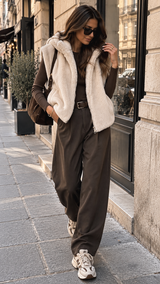 Gilet Fourrure Beige (C)