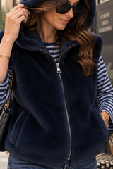 Gilet Fourrure Bleu Marine
