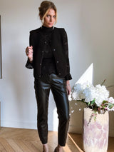 Jeans Mum Emily Simili Cuir Noir (pré_commande 7 jours)