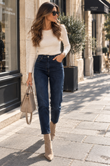 Jeans Mom fit Bleu Foncé
