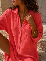 Robe Gaze de Coton Corail