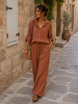 Pantalon Gaze de Coton Cappuccino (2 Longueurs de Jambes)