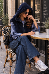 Gilet Fourrure Bleu Marine