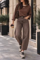 Jeans Barrel Anne Marron