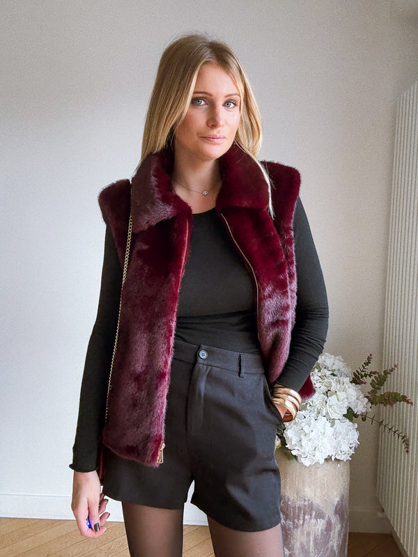 Veste Fourrure Fidji Bordeaux
