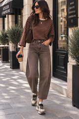 Jeans Barrel Anne Marron