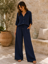 Chemise Gaze de Coton Bleu Marine (C)