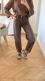 Jeans Barrel Anne Marron