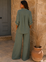 Pantalon Gaze de Coton Kaki (2 Longueurs de Jambes)