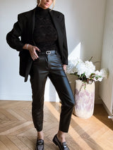 Jeans Mum Emily Simili Cuir Noir (pré_commande 7 jours)