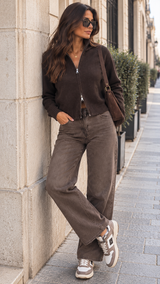 Gilet Double Zip Marron