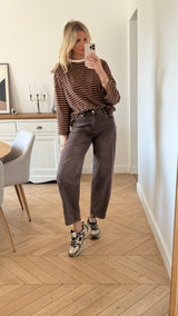 Jeans Barrel Anne Marron
