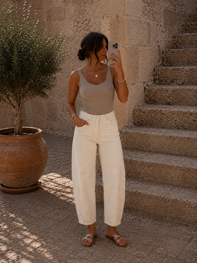 Jeans Barrel Beige (C)