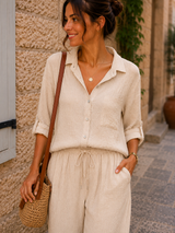 Chemise Gaze de Coton Beige Vanille